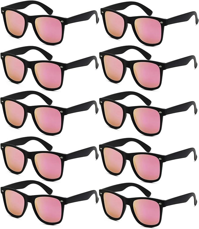 Fsmiling Black Sunglasses Bulk Adult Party Sunglasses 80s Sunglasses Pack for Men Women Party Favors -10Pack