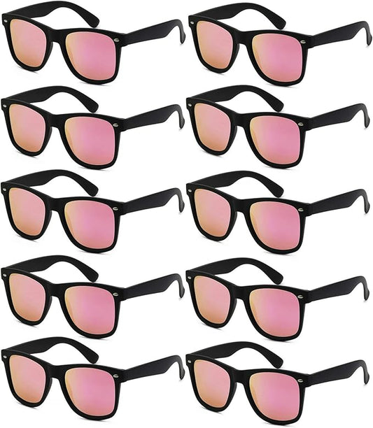 Fsmiling Black Sunglasses Bulk Adult Party Sunglasses 80s Sunglasses Pack for Men Women Party Favors -10Pack