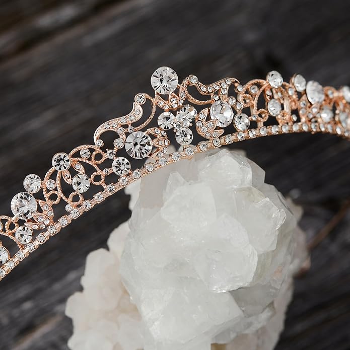 SWEETV Wedding Tiaras and Crowns, Rhinestone Bridal Crown Princess Tiara Headpieces for Women and Flower Girls, Bridgerton Hair Accessories for Birthday Prom Quinceanera