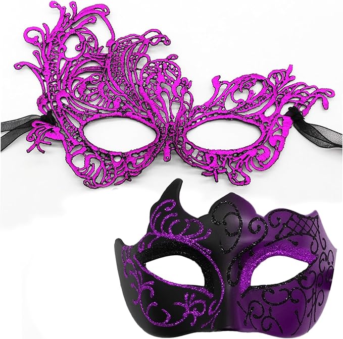 MYMENU Masquerade Mask for Women Couple Mardi Gras Mask for Men Venetian Halloween Mask for Party Prom Ball