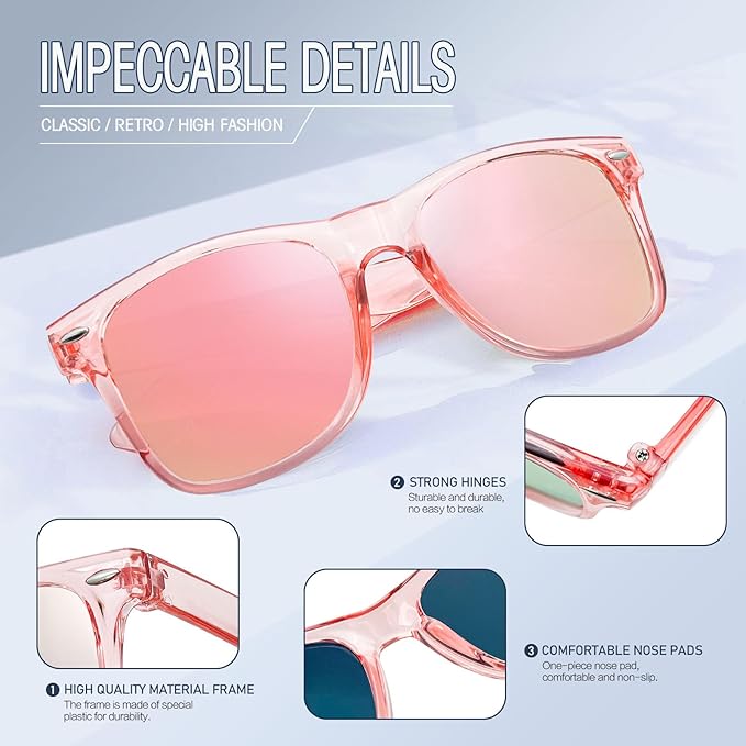 12/24 Pack Wholesale Retro Neon Colors Party Favor Supplies Unisex Sunglasses Bulk for Adults Teens, UV400 Protection
