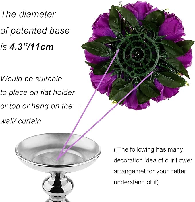 BLOSMON Flower Balls Wedding Rose Centerpieces 6 Pcs Purple Fake Flowers with Base Kissing Balls Decor Artificial Floral Arrangements Flower Bouquet of Roses Home Party Table DIY Decorations