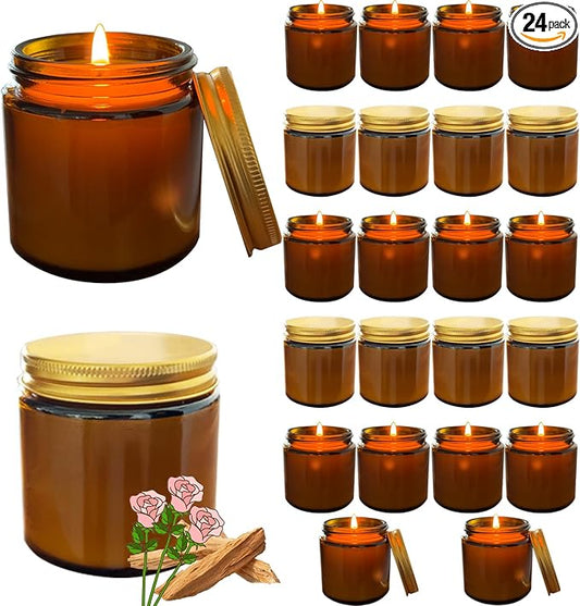 24 Pcs 4 Oz Mini Soy Candles,Rose Sandalwood Scented Candles Set,Bulk Aromatherapy Candle,Suitable as Gifts or Souvenirs for Occasions Such as Birthdays and Weddings.