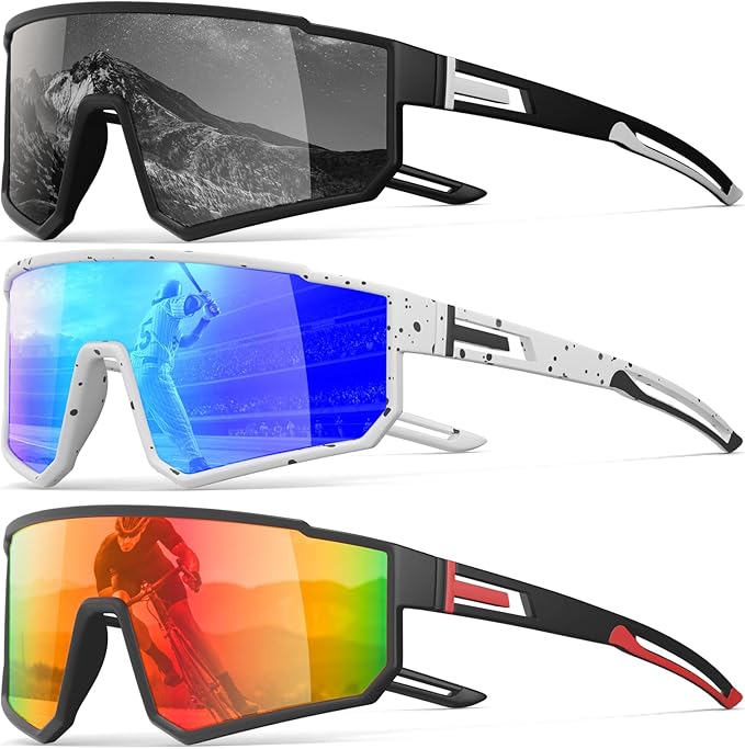IKTOD 3 Pack Polarized Running Sunglasses for Women Mens Sunglasses UV Protection for Cycling Baseball Fishing