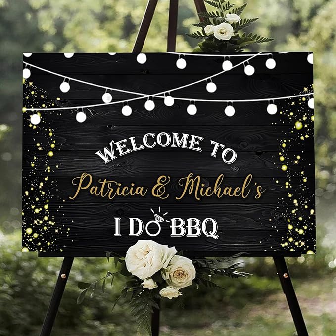 I Do BBQ Welcome Sign Template - Personalized BBQ Decorations for Backyard Party
