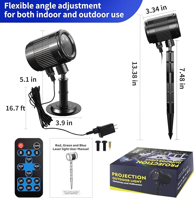 Christmas Laser Projector Light Outdoor: RGB 3 Colors Firefly Moving Laser Lights, IP65 Waterproof Star Projector Lights Show Decor for Garden Yard Holiday Party, Christmas Halloween New Year Gift