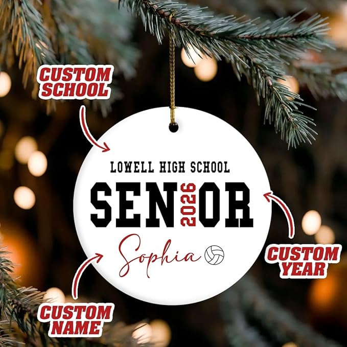 Personalized Senior 2026 Ornament, Class of 2026 Christmas Ornaments, High School Senior Gifts for Women Men, Custom Graduation Gift for Students, Graduation Gifts for Him Her, Grad Gift 2025