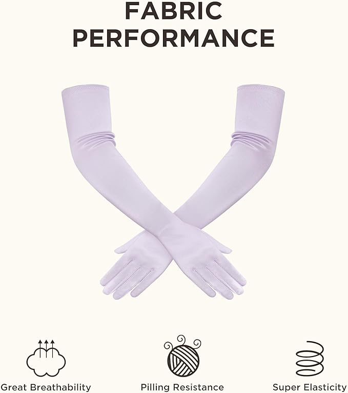 BABEYOND Long Opera Party 1920s Satin Tea Party Gloves Costume Stretchy Adult Size Elbow Length Bridal Gloves