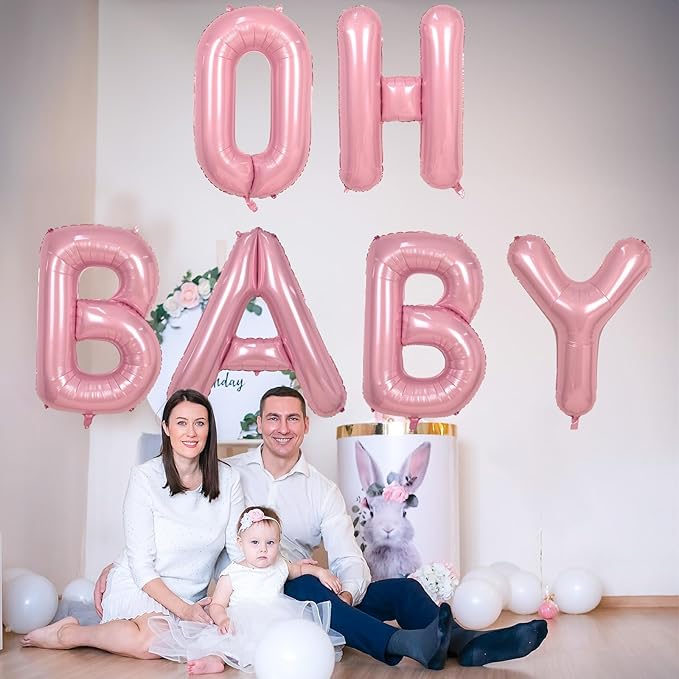 40 Inch Giant Pink Letter Balloon B, Foil Balloon Pastel Pink, Light Pink Helium Alphabet Balloon B Can Form Word OH BABY BRIDE, Mylar Letter Balloon for Women Birthday Party Decoration Supplies
