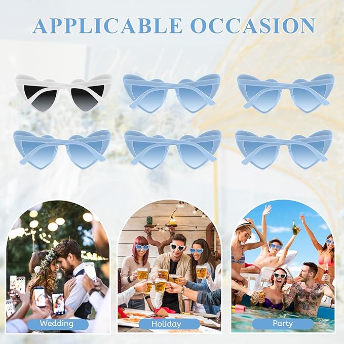 4/6/8/10/12 Pack Bachelorette Sunglasses Heart Sunglasses Vintage Heart Shaped Glasses for Women Bridal Party Wedding