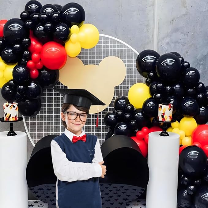Red Black Yellow Balloon Arch Kit, 166Pcs Latex Balloon Different Sizes 18 12 10 5 inch for Boy Birthday Baby Shower Wedding Race Car Theme Party Decorations