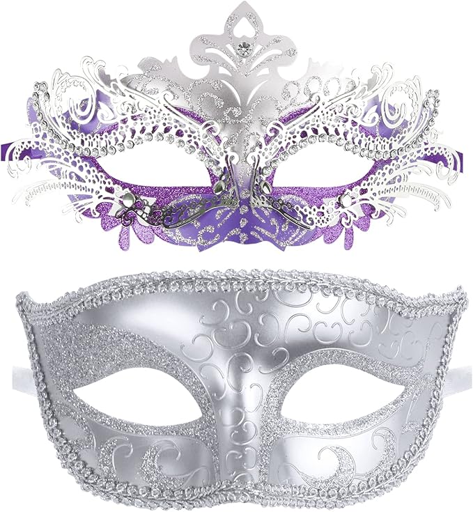 Coddsmz Couple Masquerade Mask Set - Venetian & Mardi Gras Mask for Women & Men