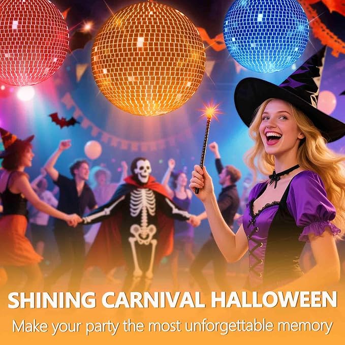 12 Inch LED Light Silver Disco Ball,Silver Glass Mirror Ball Light for Party, Christmas Decorations,USB Powered Mirror Disco Ball for Nightclub,Bar,Wedding,DJ Party Lighting(12inch)