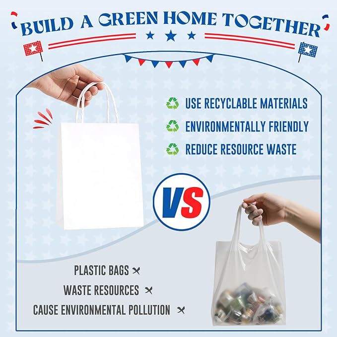 MESHA White Small Gift Bags with Handles Bulk 5.25X3.75X8 1000 Pack,Kraft Paper Bags for Small Business(Made in USA)