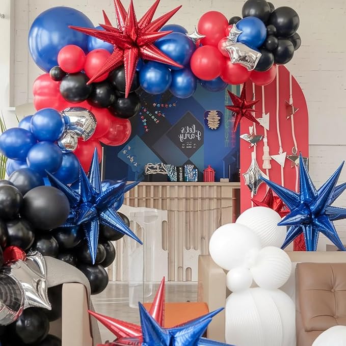 Black Red Blue Balloons Arch Garland Kit, Theme Balloon Arch Kit for man with Balloons for Hero Baby Shower Theme Birthday Party Decorations
