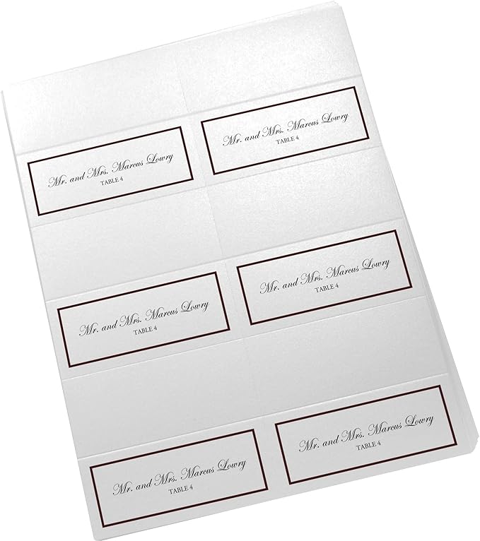 Single Line Border Printable Place Cards, Chocolate (Choose Color), Set of 150 (25 Sheets), Laser & Inkjet Printers - Wedding, Party, Dinner, and Special Events - Made in the USA