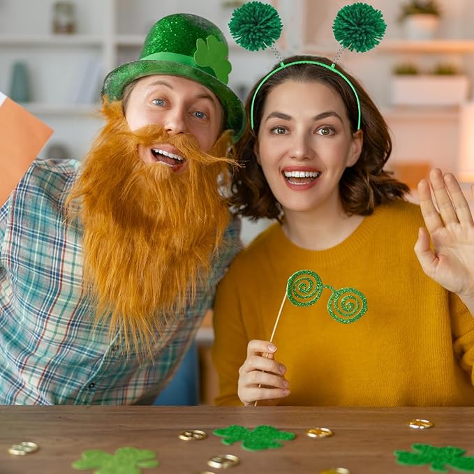 Censen 12 Pcs Christmas Pom Pom Headbands Spirit Party Headwear Tinsel Ponytails Head Bopper for Birthday Holiday