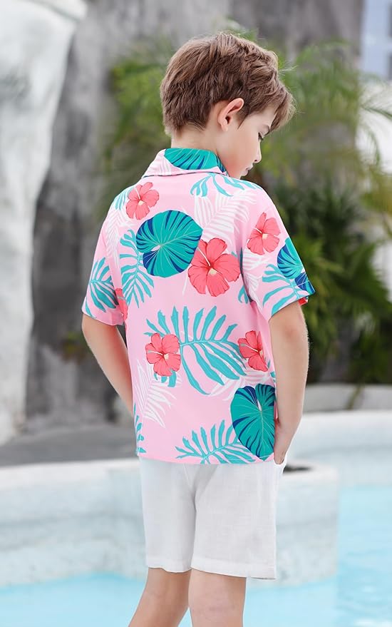 Cromoncent Matching Hawaiian Outfits for Family, Dad and Son Matching Luau Beach Tropical Shirts Mommy Daughter Tropical Sets