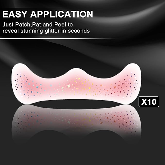 10 Pcs Holographic Multichrome Glitter Freckles Face Tattoos, 2-in-1 Rose-pink Blush and Holographic Laser Temporary Tattoos, Waterproof and Long-lasting Face Makeup Tattoos for Women and Girls