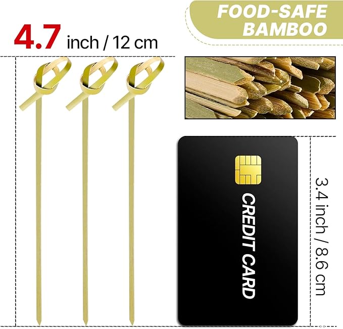 PuTwo Bamboo Cocktail Picks 4.7 Inch 300pcs Bamboo Fancy Skewers Toothpicks for Appetizers Food Drink Fruit Sandwich BBQ Wedding Cocktail Party Charcuterie Boards Accessories Party Supplies