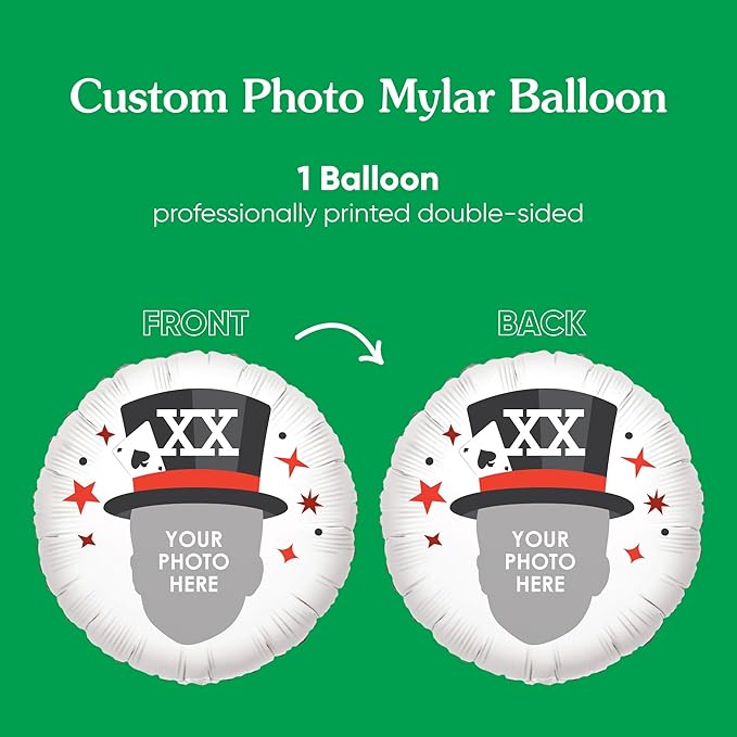 Big Dot of Happiness Personalized Magic Show Fun Face Photo Balloon, Kids Magical Birthday Party Decoration, Custom Age Double-Sided Circle Mylar, 1 Piece