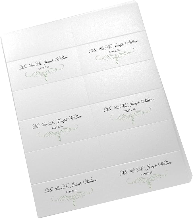 Decadent Flourish Printable Place Cards, Sage (Choose Color), Set of 150 (25 Sheets), Laser & Inkjet Printers - Wedding, Party, Dinner, and Special Events - Made in the USA