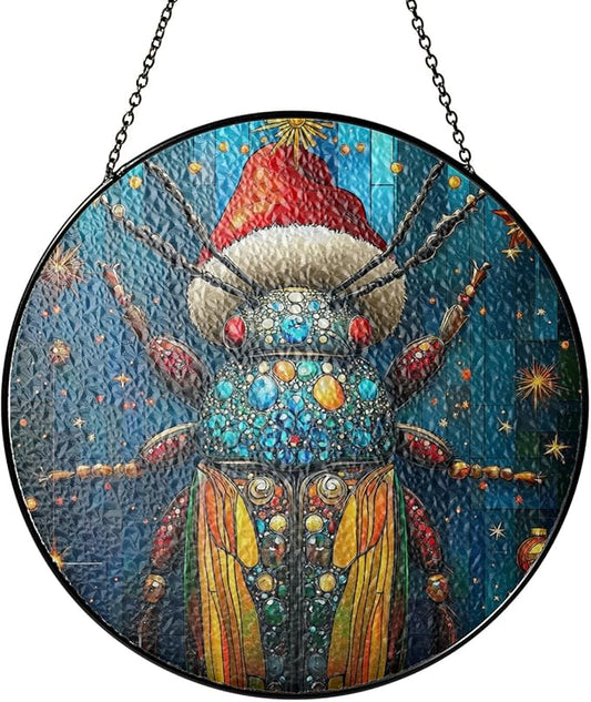 Desert Beetle Stained Glass Window Hanging Decor - Desert Beetle Christmas Decor - Handmade Ornament for Window Decoration - Xmas Gift for Home Decor