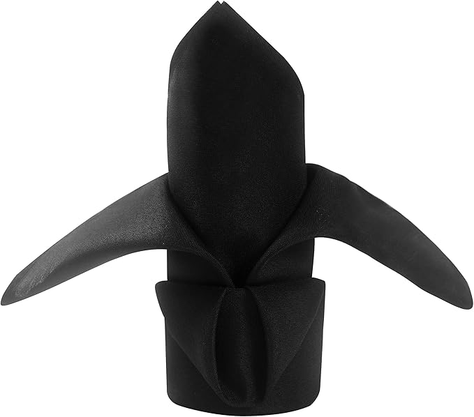 50pcs Polyester Cloth Napkins - 17 x 17 inch Black Dinner Washable Napkins with Hemmed Edges for Restaurant/Wedding/Hotel(50,Black)