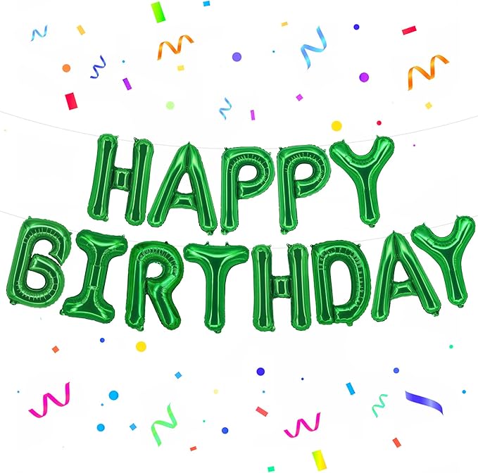 KatchOn, Green Happy Birthday Balloon Banner - 16 Inch | Mylar Foil Balloon For Birthday Decorations | Green Happy Birthday Banner For Birthday Decorations | Bday Decoration For Boys and Girls