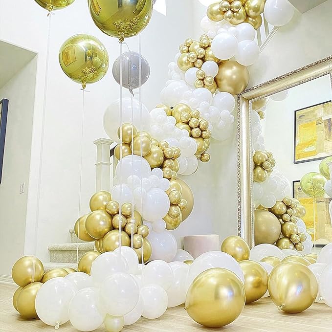 PartyWoo Metallic Gold Balloons 50pcs 12 Inch Chrome Gold Latex Helium Balloons for Birthday Graduation Baby Shower Anniversary Wedding Bachelorette Christmas New Year Party Decorations Gold-G129