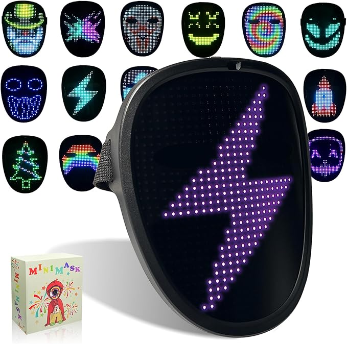 Led Mask with Gesture Sensing,Light up mask for Kids/Men/Women LED Halloween Mask for Costume Cosplay Party