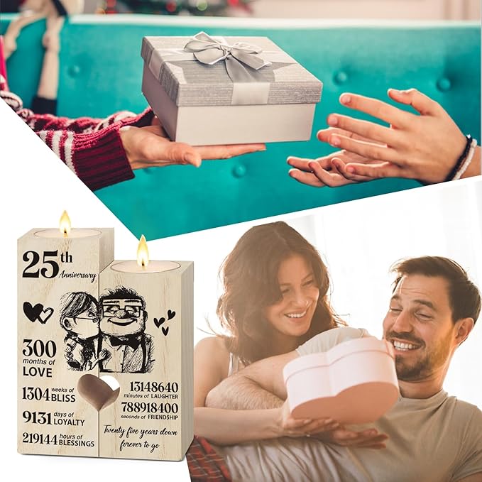25th Anniversary Wedding Gifts for Couple,25 Years for Wife Husband, Silver Wedding Gifts for Her Him Couples, Decoration