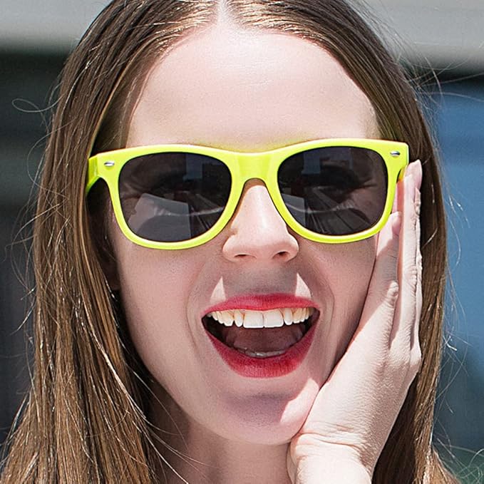 12 Pack Neon Colors Sunglasses Classic Retro Party Favors Sunglasses for Unisex Adult