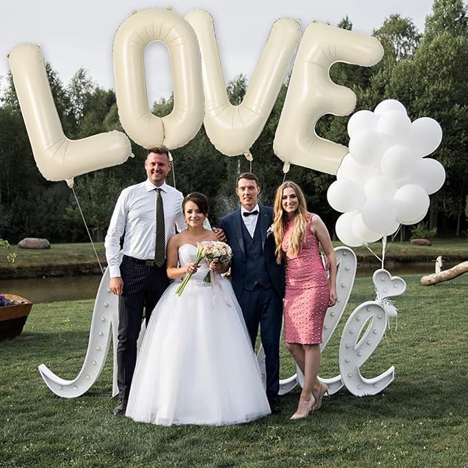 Biapian 40 Inch Giant Cream Foil Balloons, Big Single Alphabet A-Z, Beige Large Aluminum Balloons Helium for Birthday, Baby Shower, Wedding, Anniversary Party Decoration