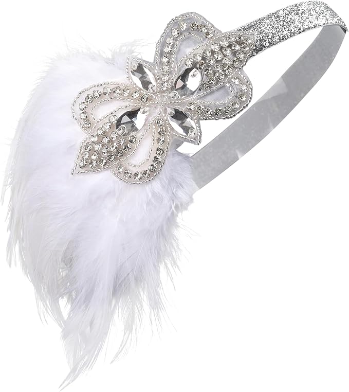 Women flapper feather headband for 1920s theme party Gatsby Headpiece for 20S Party