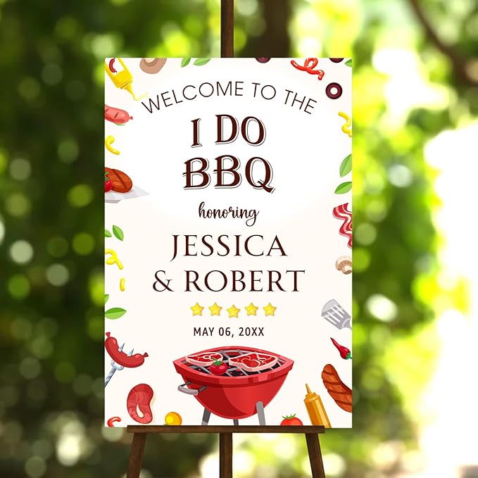 Personalized I Do BBQ Welcome Sign, Welcome Sign For BBQ Rehearsal Dinner, BBQ Engagement Party Sign, Couples Shower BBQ Sign, I Do Barbeque Sign, BBQ Signs For Outside, I Do BBQ Decorations
