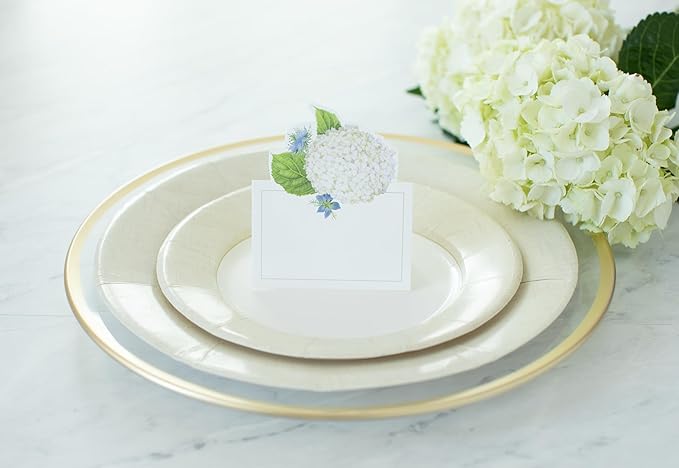 Caspari White Blooms Die-Cut Place Cards - Set of 24