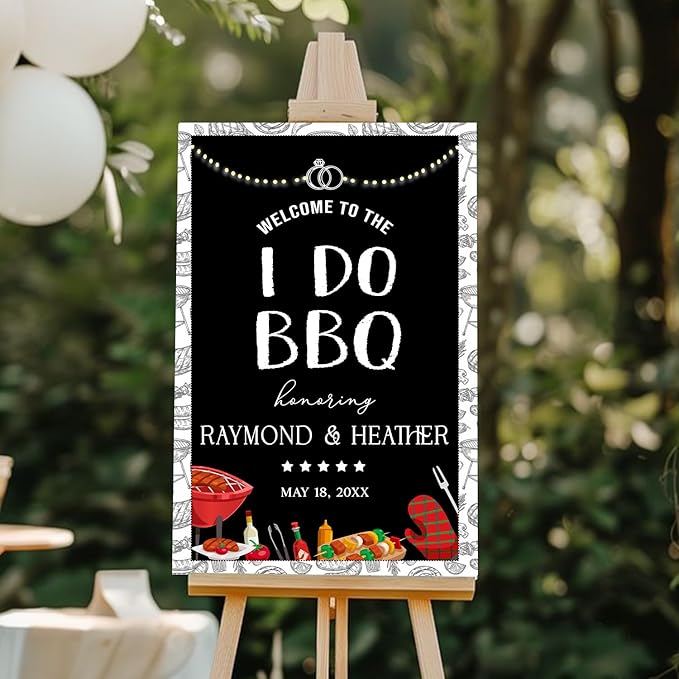 Personalized I Do BBQ Welcome Sign, Welcome Sign For BBQ Rehearsal Dinner, I Do BBQ Wedding Shower Sign, BBQ Engagement Party Sign, Couples Shower BBQ Sign, I Do BBQ Decorations