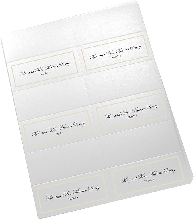Single Line Border Printable Place Cards, Ivory (Choose Color), Set of 60 (10 Sheets), Laser & Inkjet Printers - Wedding, Party, Dinner, and Special Events - Made in the USA
