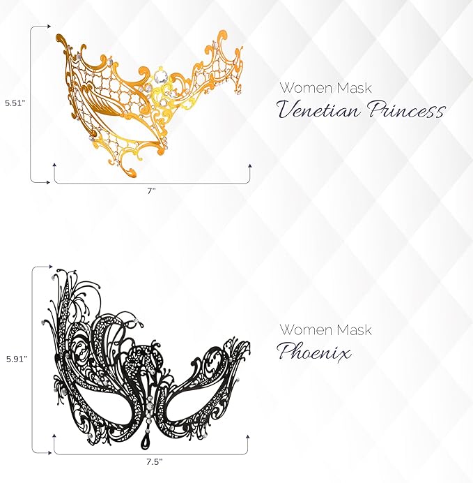 Masquerade Mask for Couples Women and Men - 3 Pack Venetian Gold and Black Lace, Mardi Gras Mask