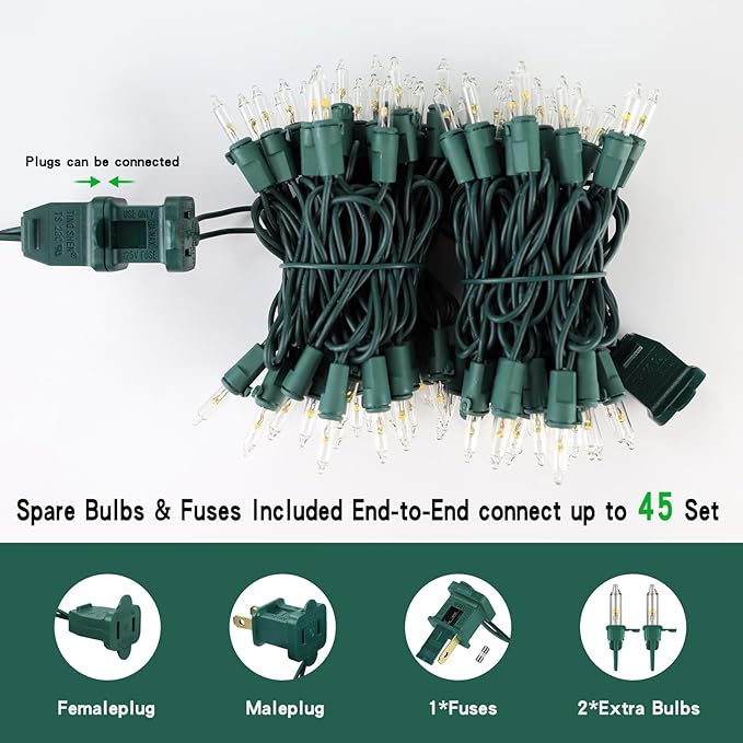 LED Christmas String Lights 20FT 100 Count, Mini Christmas String Lights Waterproof, Warm White Mini LED Lights Plug in, Outdoor Christmas Lights for House, Tree Lights for Patio Garden Porch