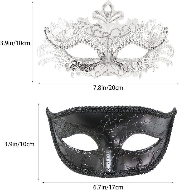 Coddsmz Couple Masquerade Mask Set - Venetian & Mardi Gras Mask for Women & Men