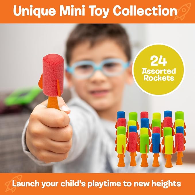 IPIDIPI TOYS Jumpeez Jumping Rocket Poppers – 24-Pack Spring Launcher Toys for Kids – Ideal Stocking Stuffers for Kids, Birthday Party Favors, Goodie Bag School Prizes for Boys & Girls