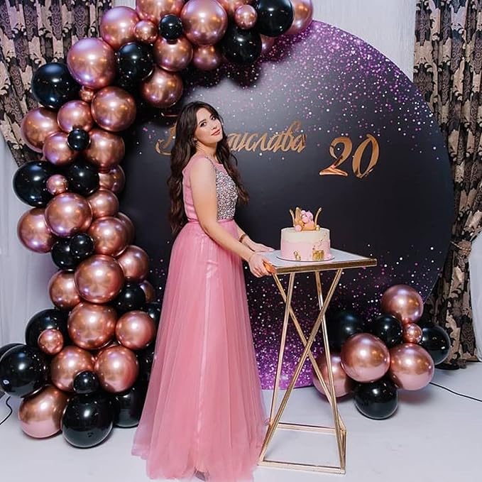 Rose Gold Balloons 113PCS, Different Sizes Metallic Rose Gold Helium Latex Balloon Garland Arch Kit 18/12/10/5 Inch Chrome Gold Rose Balloons Party Decorations for Birthday Anniversary Wedding Decor
