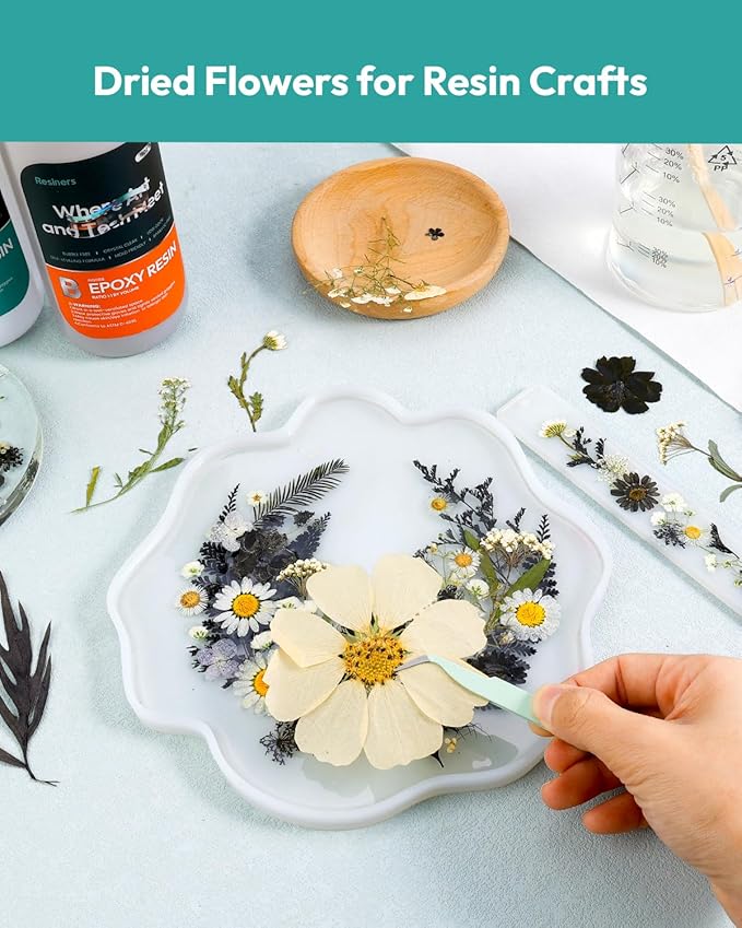 Dried Flowers, Resiners Pressed Flowers for Craft Real Natural Dried Flowers Kit for Scrapbook Supplies DIY Making Crafts Jewelry Resin Soap Candle Card Making (Nightfall 100pcs)