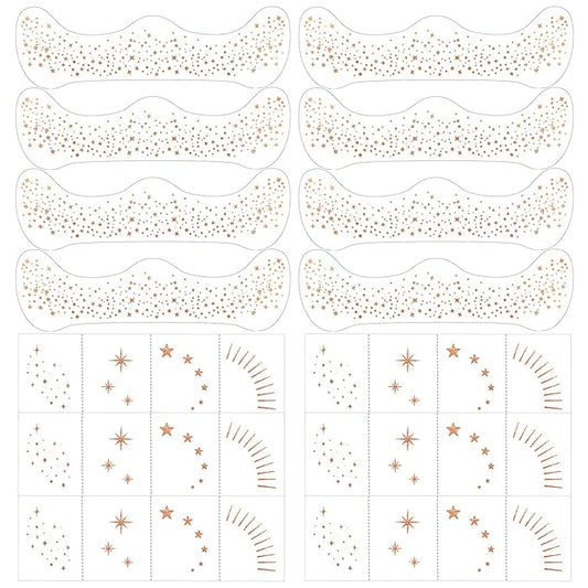 Glitter Freckles, 32 Pcs Sparkle Glitter Freckles Face Tattoo for Women Girls Rose Gold Temporary Face Tattoos Concert Festival Rave Accessories (Rose Gold)