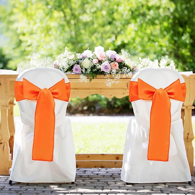 5 Pack Satin Table Runner Orange 12 x 108 Inch Long,Satin Silk Table Runner for Wedding,Birthday Party and Banquet(Orange,5 Pack)