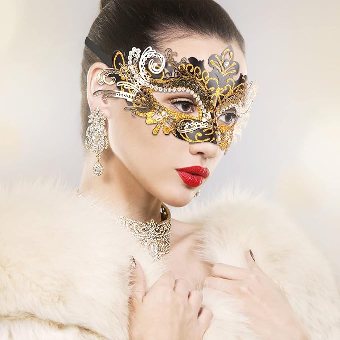 Coddsmz Couple Masquerade Mask Set - Venetian & Mardi Gras Mask for Women & Men