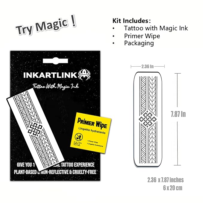INKARTLINK semi-permanent temporary tattoos, realistic arm tattoos, waterproof and non-reflective, exquisite packaging, unique design (Armband 8)