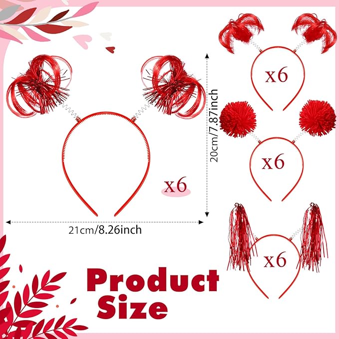 Censen 24 Pcs Pom Pom Headband Tinsel Wrapped Ponytails Head Bopper Costume Headwear Halloween Party Hair Accessories